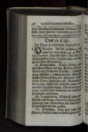 Das 18. Cap. De Fluxu Lochiorum Immodico.