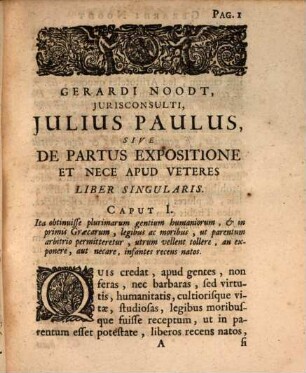 Iulius Paulus : sive de partus expositione et nece apud Veteres