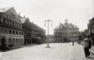 Hainichen, Marktplatz : Hainichen. Marktplatz. Blick nach Süden gegen Rathaus