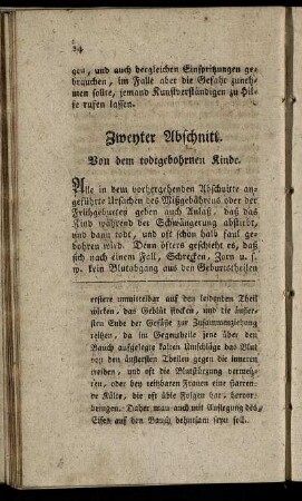 Zweyter Abschnitt. Von dem todtgebohrnen Kinde.