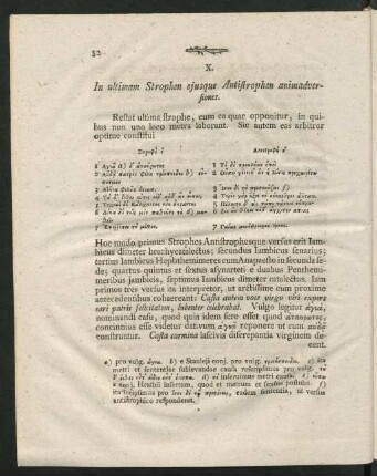 X. In ultimam Strophen eiusque Antistrophen animadversiones.