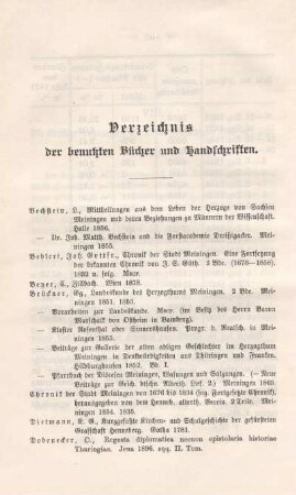 Verzeichnis der benutzten Bücher und Handschriften