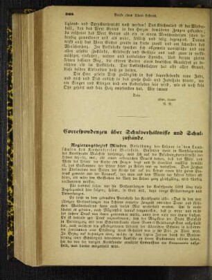 Correspondenzen über Schulverhältnisse und Schulzustände