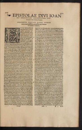 Epistolae Divi Ioannis Chrysostomi Archiepiscopi Constantinopolitani.