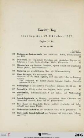 Zweiter Tag (Nr. 381-780)