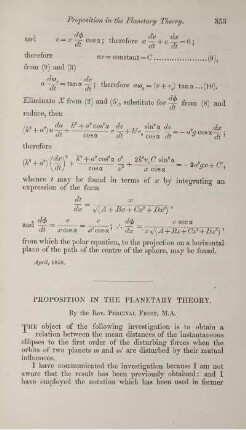 Proposition in the planetary theory.