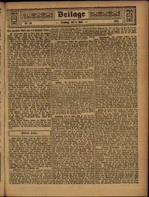 Zweite Ausgabe vom Sonntag, den 08. Mai 1921.