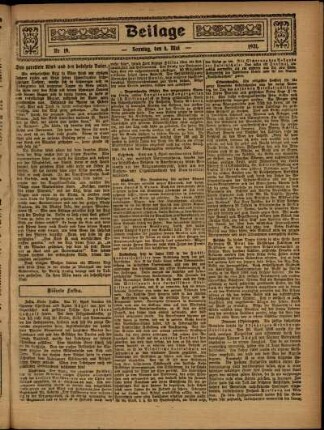 Zweite Ausgabe vom Sonntag, den 08. Mai 1921.