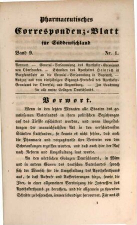Pharmaceutisches Correspondenz-Blatt für Süddeutschland : hrsg. unter Mitw. sämmtl. Apotheker-Gremien Bayerns. 9. 1849