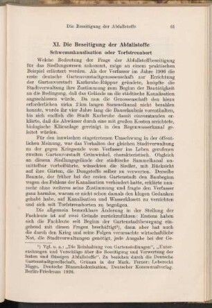 XI. Die Beseitigung der Abfallstoffe