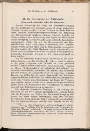 XI. Die Beseitigung der Abfallstoffe