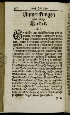 Anmerckungen über einige Lieder.