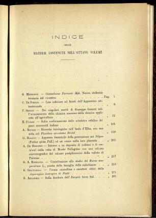 Indice Delle Materie Contenute Nell' Ottavo Volume.
