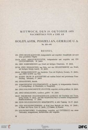 Holzplastik, Porzellan, Gemälde (Nr. 253-451)