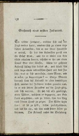 Großmuth eines wilden Indianers.