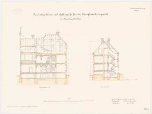 Amtsgericht und Gefängnis, Neuhaus/Oste: Längsschnitt, Querschnitt 1:100