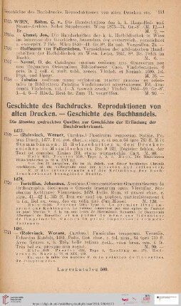 Geschichte des Buchdrucks. Reproduktion von alten Drucken. - Geschichte des Buchhandels (Nr. 1769 - 2211)