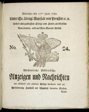 No. 24. Montags, den 10ten Junii 1782