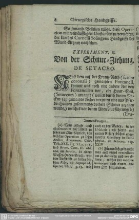 Experiment. II. Von der Schnur-Ziehung