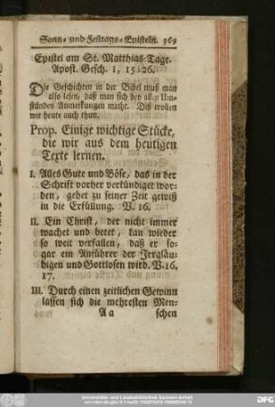 Epistel am St. Matthias-Tage. Apost. Gesch. I, 15 - 26.