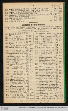 Deutsche Reichs-Münzen (Nr. 3149 - 3207)