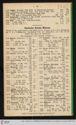 Deutsche Reichs-Münzen (Nr. 3149 - 3207)