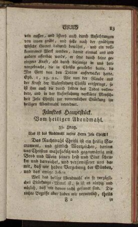 Fünftes Hauptstück. Vom heiligen Abendmahl.