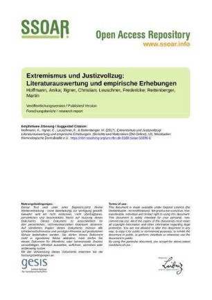 Extremismus und Justizvollzug: Literaturauswertung und empirische Erhebungen