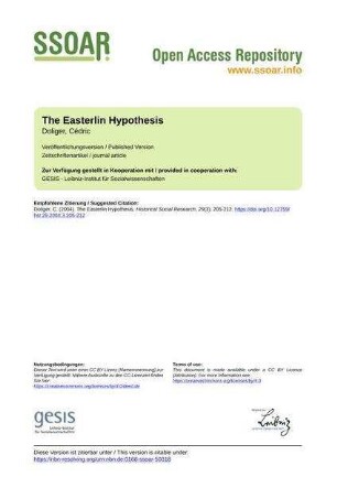 The Easterlin Hypothesis