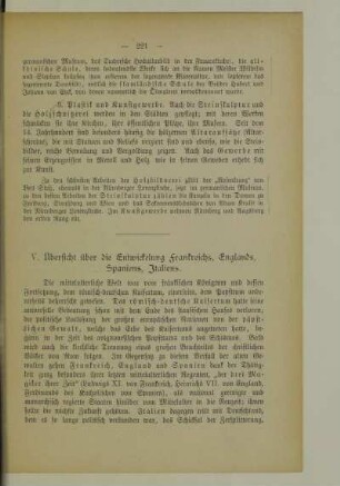 V. Übersicht über die Entwicklung Frankreichs, Englands, Spaniens, Italiens