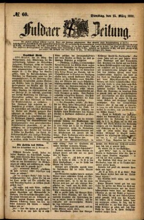 Ausgabe vom Dienstag, den 15. März 1881.
