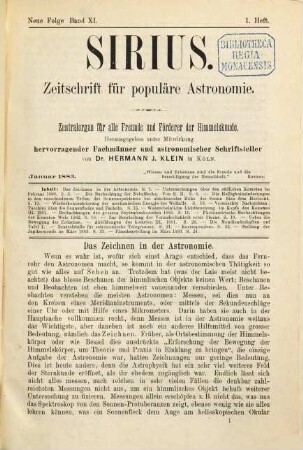 Sirius : Rundschau der gesamten Sternforschung. 16, 16 = N.F., Bd. 11. 1883