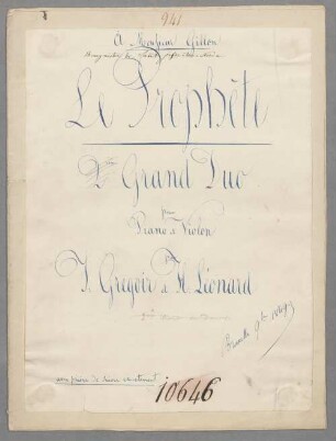 Le Prophète, Auswahl, arrangiert, vl, pf - BSB Mus.Schott.Ha 11344-2