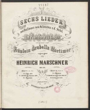 H. 2: Sechs Lieder von Hoffmann von Fallersleben u. C. Siebel