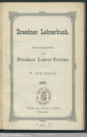 6.1892: Dresdner Lehrerbuch