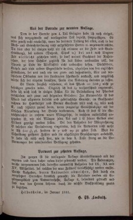 Aus der Vorrede zur neunten Auflage. - Vorwort zur zehnten Auflage