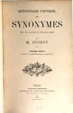 Dictionnaire universel des synonymes de la langue Française, 1