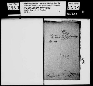 Dienstliche Korrespondenzen über die Rechnungslegung der Grafschaft Virneburg zwischen Marx Hitzler, Amtmann zu Virneburg, und der Kanzlei und Rentkammer zu Wertheim.