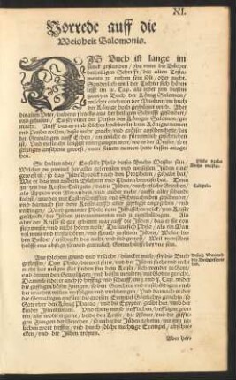 Vorrede auff die Weisheit Salomonis.
