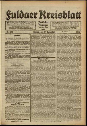 Ausgabe vom Freitag, den 27. Dezember 1918.
