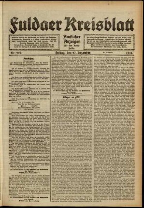Ausgabe vom Freitag, den 27. Dezember 1918.
