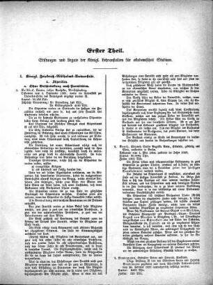 Erster Theil. Stiftungen und Legate der Königl. Lehranstalten für akademisches Studium