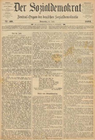 No 30. Donnerstag, 21. Juli. 1881.