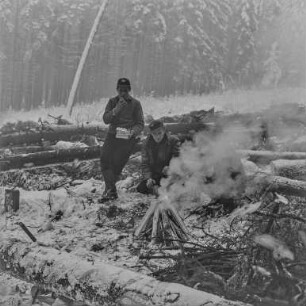 Rep. Forst Sohland : Waldarbeiter im Forst bei Sohland. Winteraufnahme