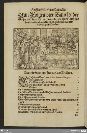 Nun Folgen vier Bancket der Grafen und Herrn