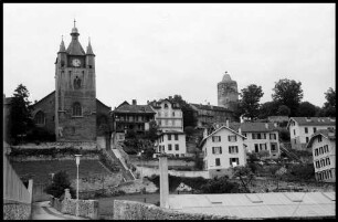Orbe: Gesamtansicht von Osten, mit Kirche