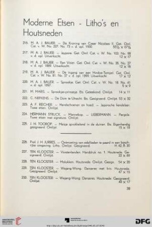 Moderne etsen - Litho's en houtsneden (Nr. 216-238)