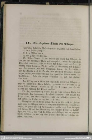 IV. Die einzelnen Theile des Pfluges