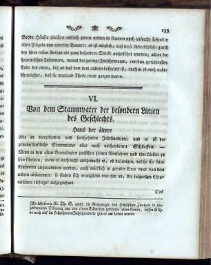 VI. Von dem Stammvater der besondern Linien des Geschlechts.