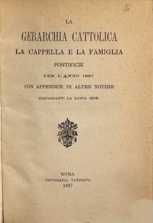 La gerarchia cattolica. 1887